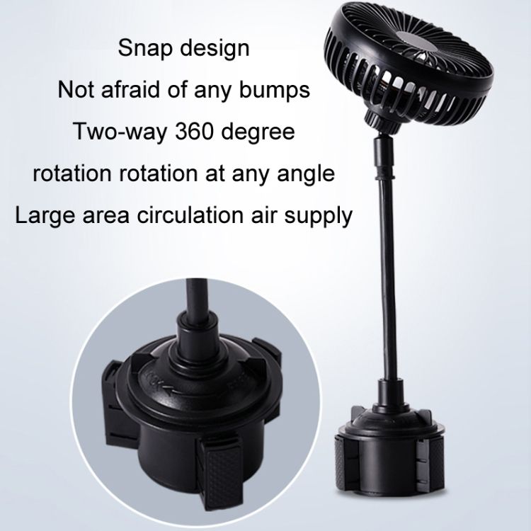 12V/24V High Wind Cooling USB Car Cup Holder Single Head Fan