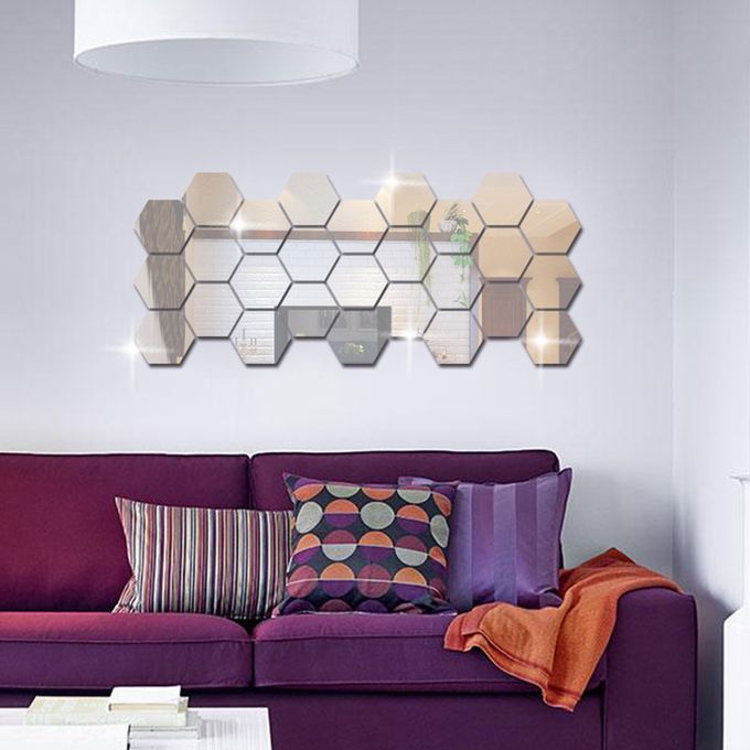36 Pieces Removable Acrylic Mirror Setting Wall Sticker