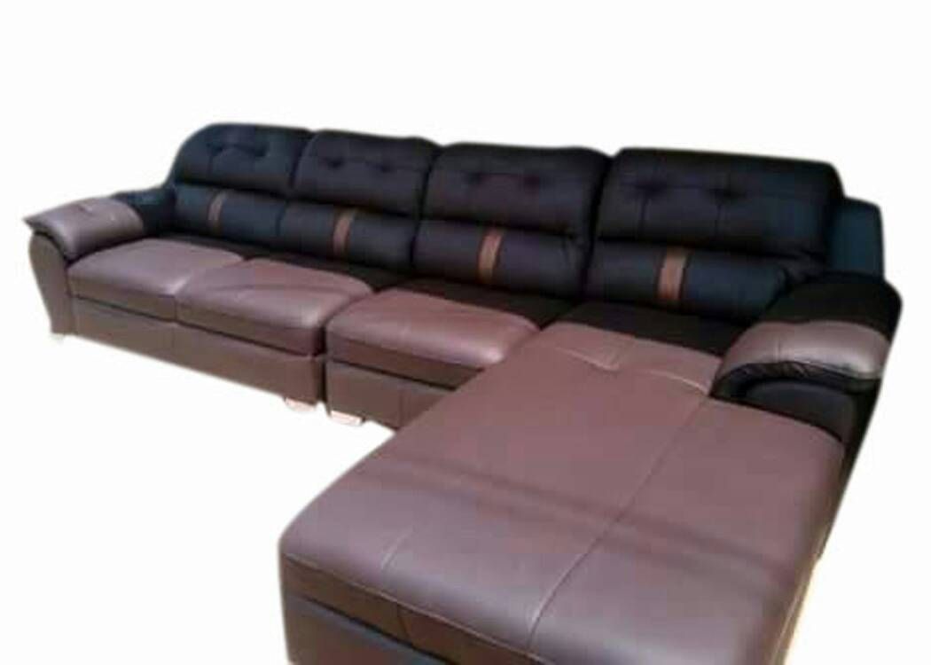 INNOVATION (SEVEN) L-SHAPE BROWN LEATHER 6-Seater Sofa Set  (Delivery To Lagos Only)