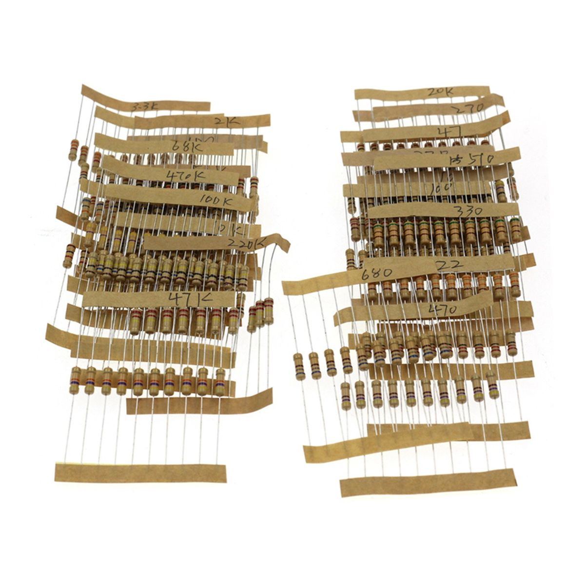 300PCS 30 Values 1/2W Carbon Film Resistors Kit 5% Metal