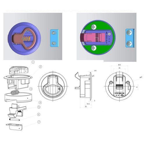 Latch Hatch Round Pull LatchLatch Flush Pull For1/4 Door