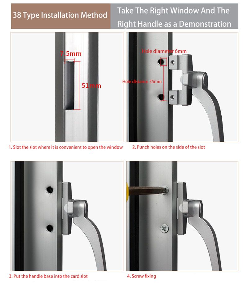 Aluminum Alloy Window Handles Type 38 Casement Window Lock Handle  Safety