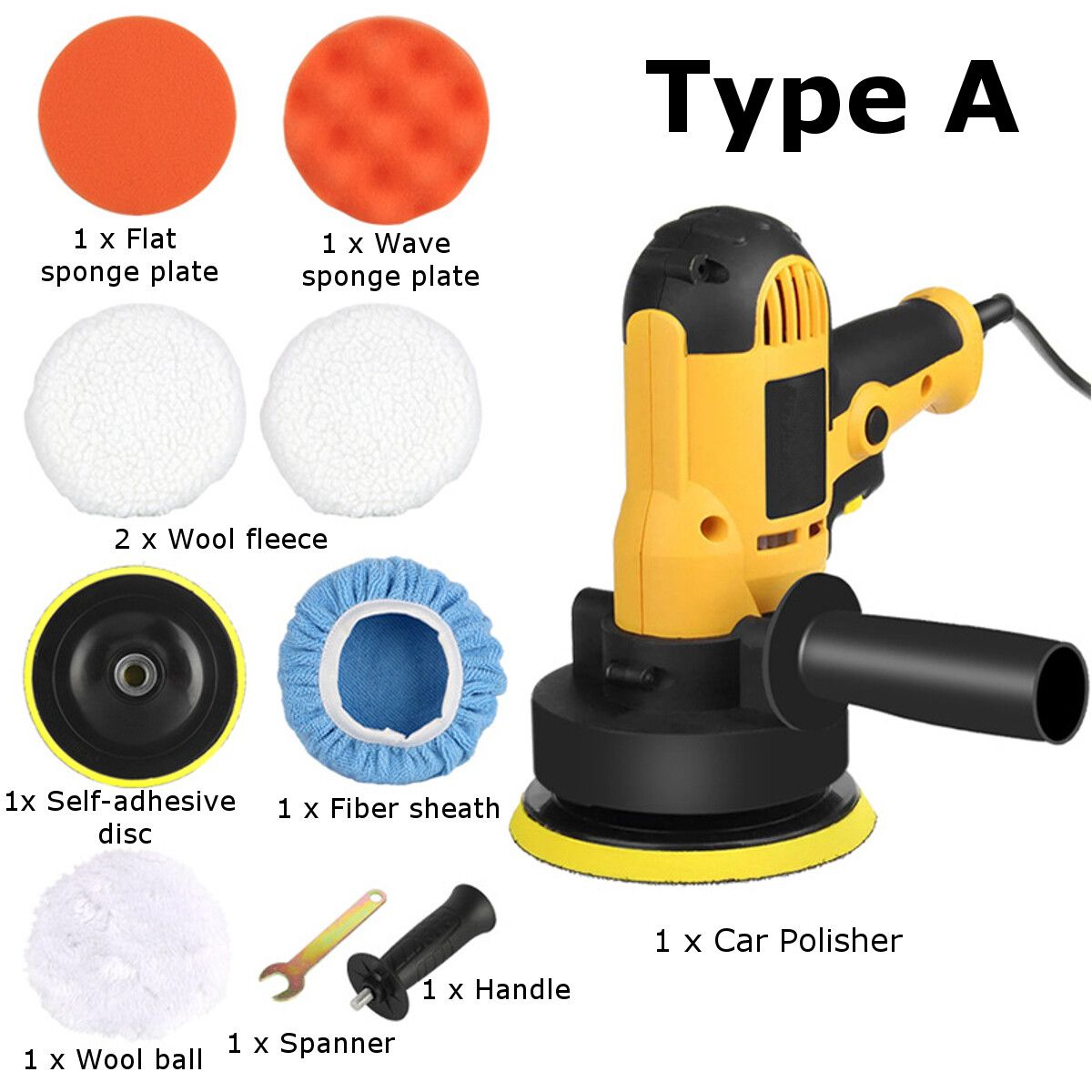 800W Polisher Car Sander Buffer Polishing Machine Kit Variable Speed Machine EU PLUG -9 Piece Set