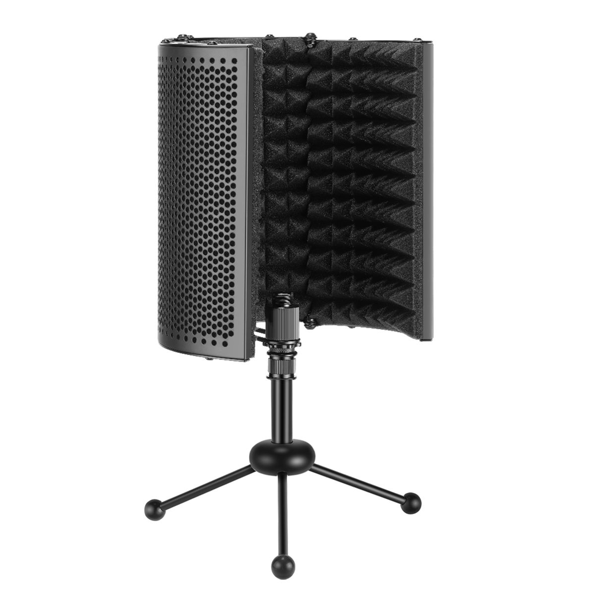 NW-13 Foldable Compact Microphone Isolation Shield With Tripod Stand, Studio Mic Sound Absorbing Foam Reflector For Sound Recording, Podcasts, Broadcasting (Mic And Shock Mount Not Included)