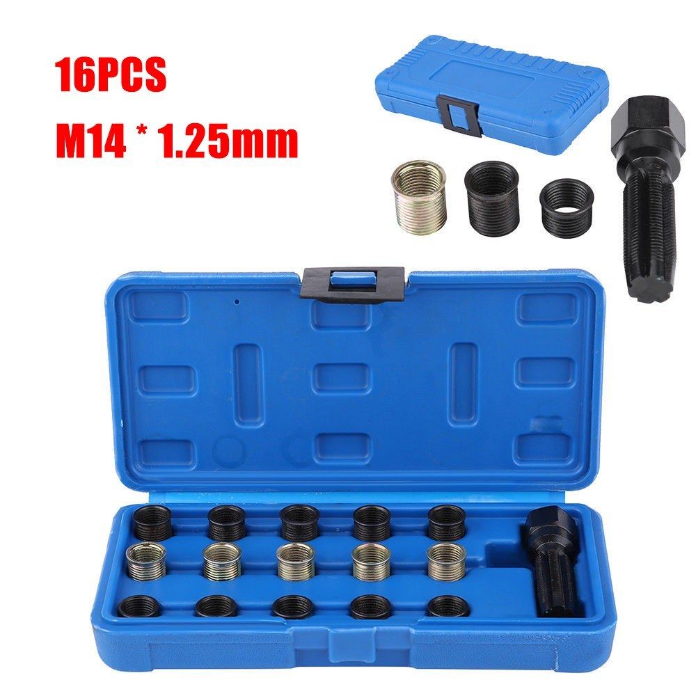 16Pcs Spark Plug Thread Repair Tool Kit M16 M14 Threaded