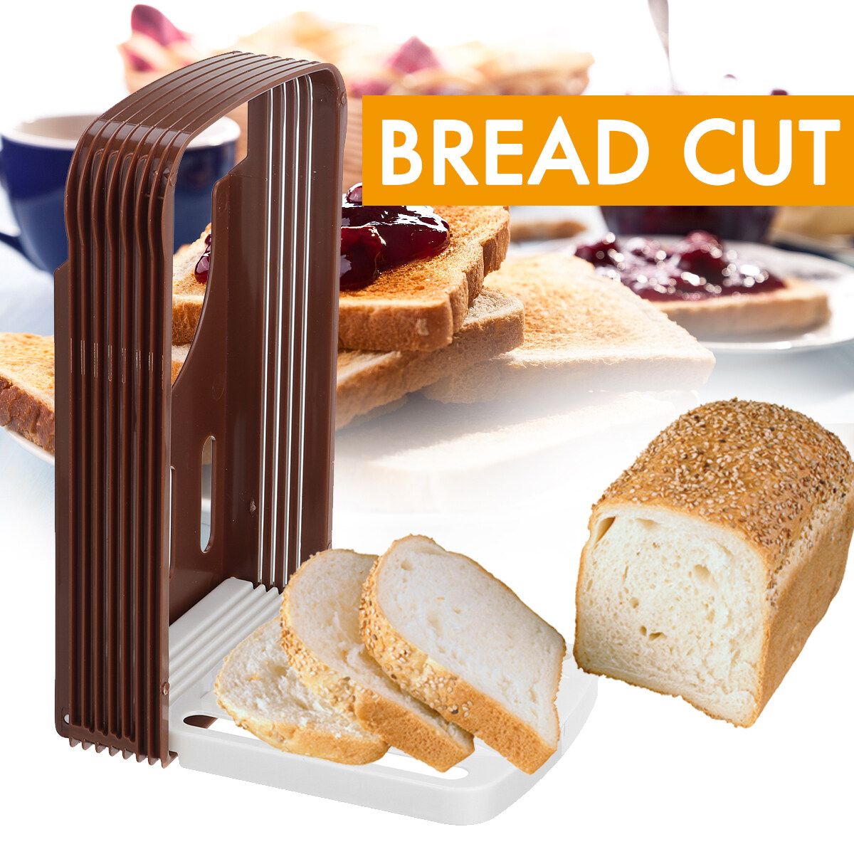 Bread Slicer Cut Loaf Toast Slicer Slicing Guide Kitchen Tool With Crumbs Tray