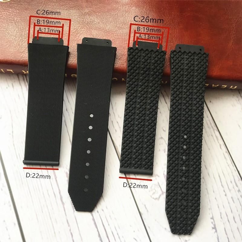 For Hublot rubber watch strap Yubo Big Bang series striped plaid waterproof silicone men women sports 26x19mm 24x17mm watchband