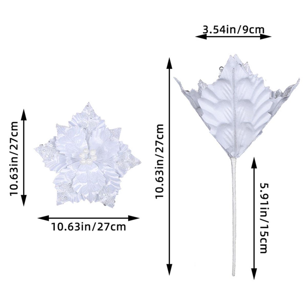 Festive Christmas Flower Decoration Sparkling Holiday Glitter for Tree White