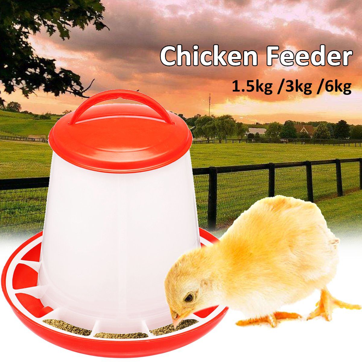 Chicken Feeder Drinker Poultry Feed Water Waterer Automatic Drink Bird Grid #3Kg 3Kg