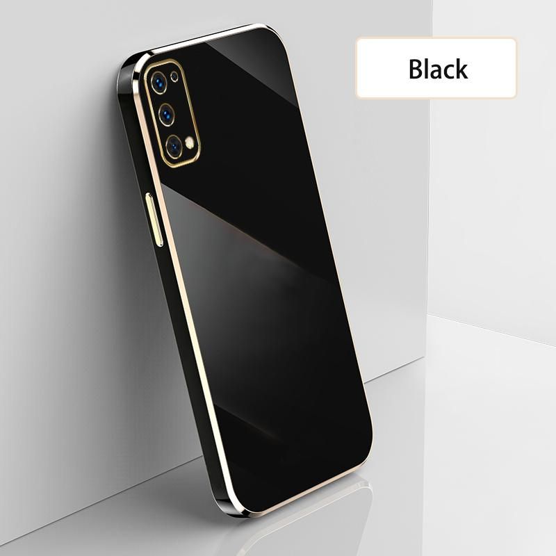 Ultra Thin Plating Phone Case for Realme X7 Pro 5G Lens Protection soft Phone Back Cover-Black