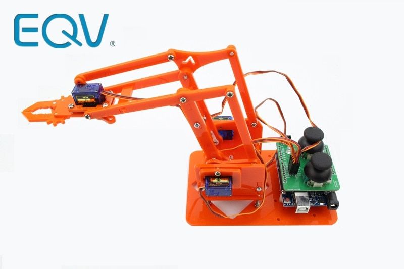 EQV 4 DOF Unassembly Acrylic Mechanical Arm Robot Manipulator Claw For Arduino Maker Learning DIY Kit Robot