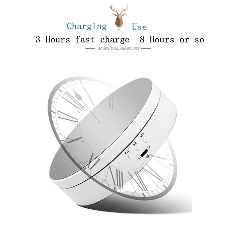 13.8cm Mirror Style USB Charging Smart 360 Degree Rotating Turntable Display Stand Video Shooting Props Turntable For Photography, Load 3kg (White)