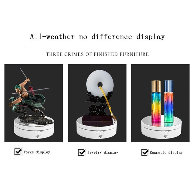 13.8cm Mirror Style USB Charging Smart 360 Degree Rotating Turntable Display Stand Video Shooting Props Turntable For Photography, Load 3kg (White)