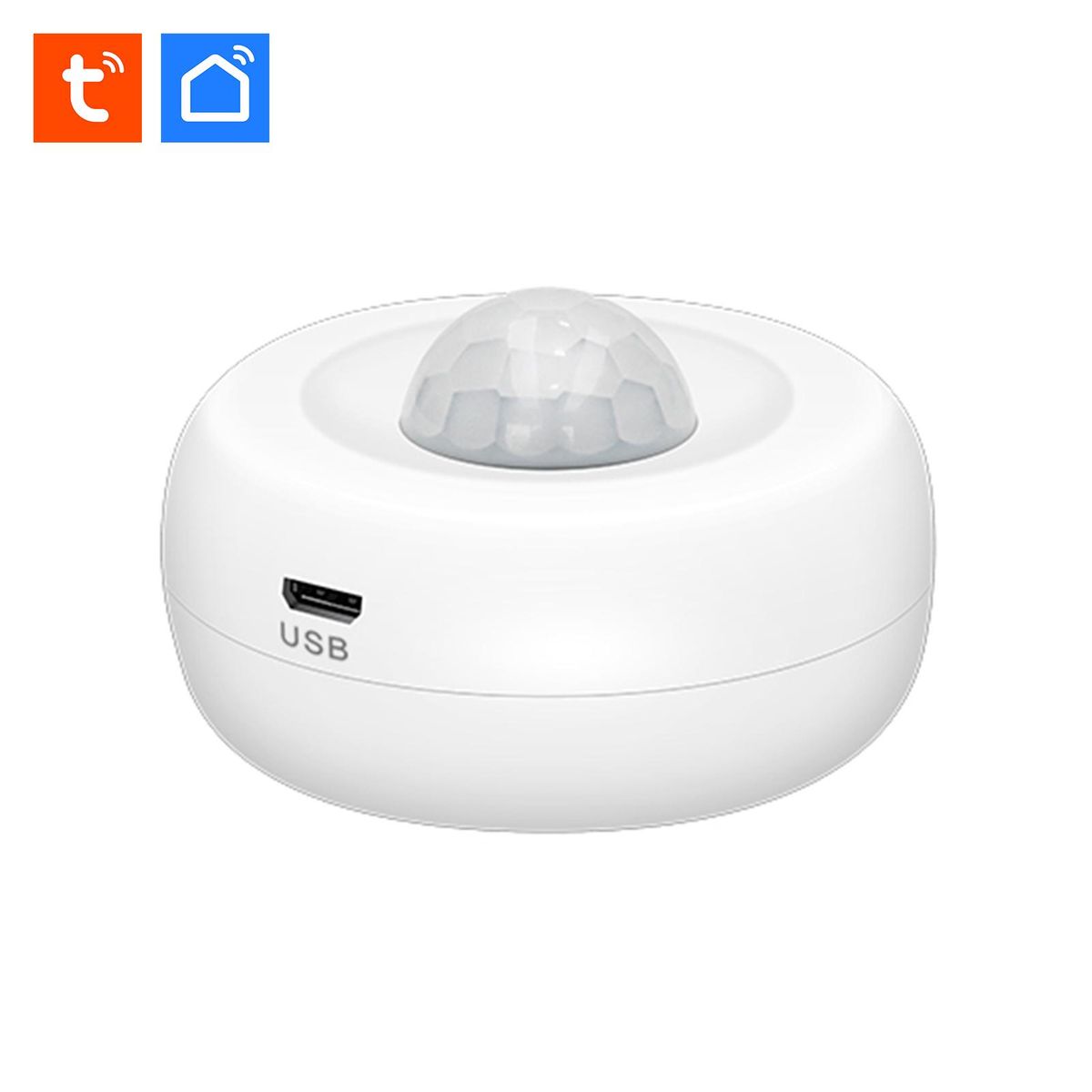 Smart PIR Motion Sensor, USB/ Battery Powered Ceiling / Wall WiFi Motion Detector with Illumination Detection Function for Home Office Mall