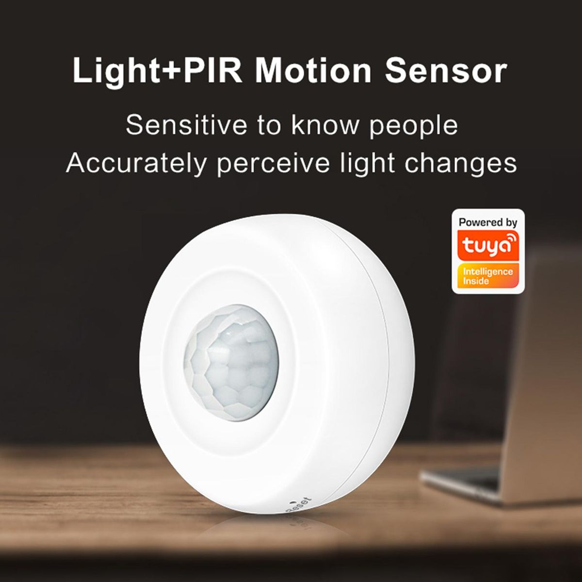 Smart PIR Motion Sensor, USB/ Battery Powered Ceiling / Wall WiFi Motion Detector with Illumination Detection Function for Home Office Mall