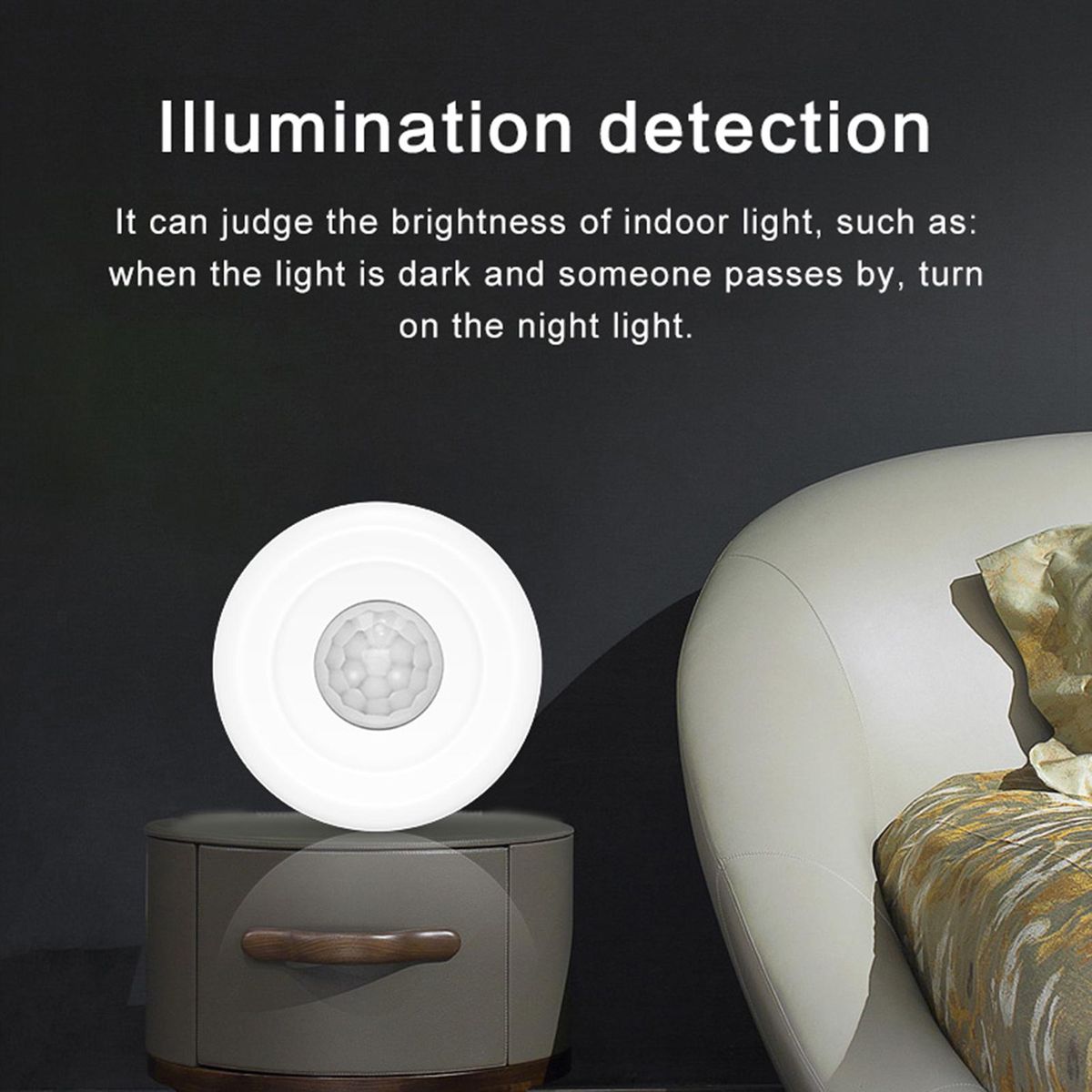Smart PIR Motion Sensor, USB/ Battery Powered Ceiling / Wall WiFi Motion Detector with Illumination Detection Function for Home Office Mall