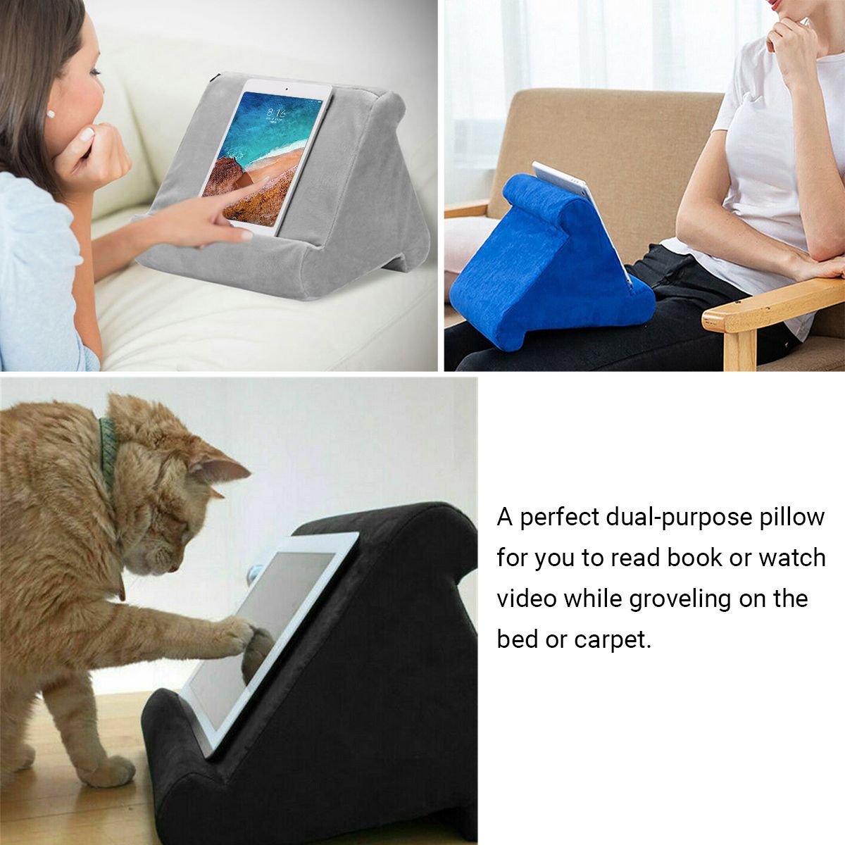 Triangle Pillow Stand Lap Cushion Backrest Reading Bed Rest