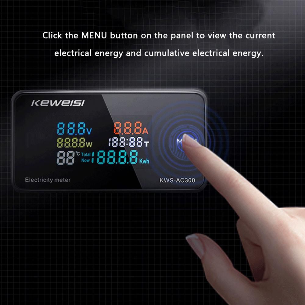 AC50-300V Digital Voltmeter Ammeter Power Current Voltage Temperature Humidity Measurement Device 10A/100A Close-CT Open-CT Optional