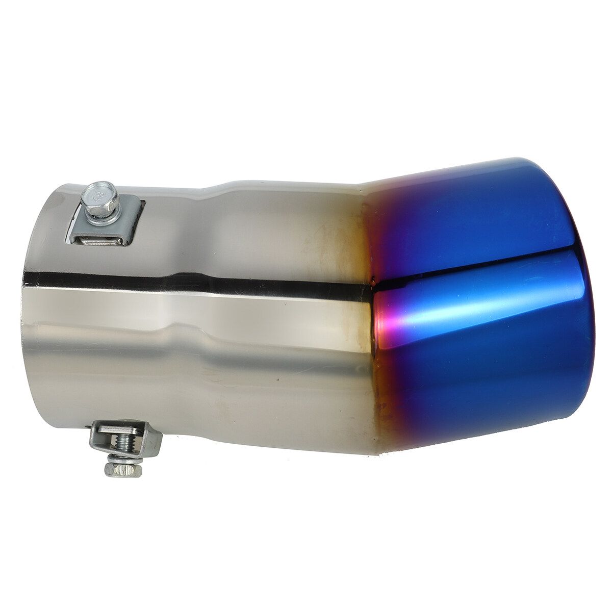 70MM Universal Car Rear Round Exhaust End Tail Pipe Cool Blue Muffler Tippipe Throat Tube Stainless Steel [Blue, Silver]