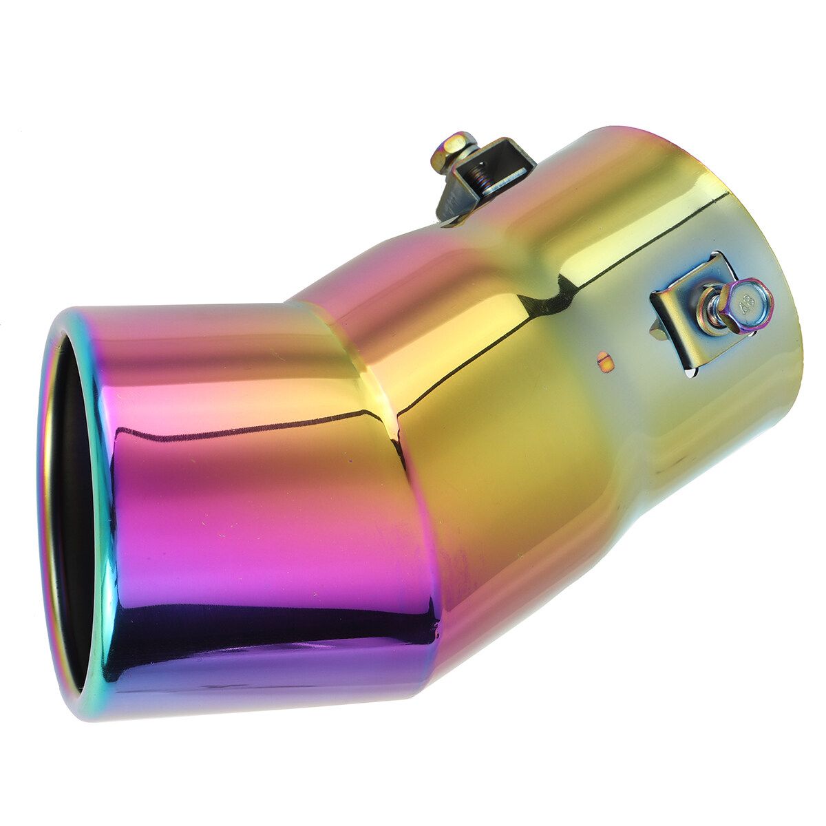 70MM Universal Car Rear Round Exhaust End Tail Pipe Cool Blue Muffler Tippipe Throat Tube Stainless Steel [Blue, Silver]