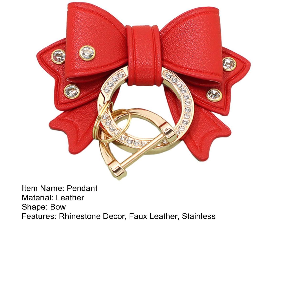 Pendant Keychain Sparkling Bow Key Holder Elegant for Womens Red