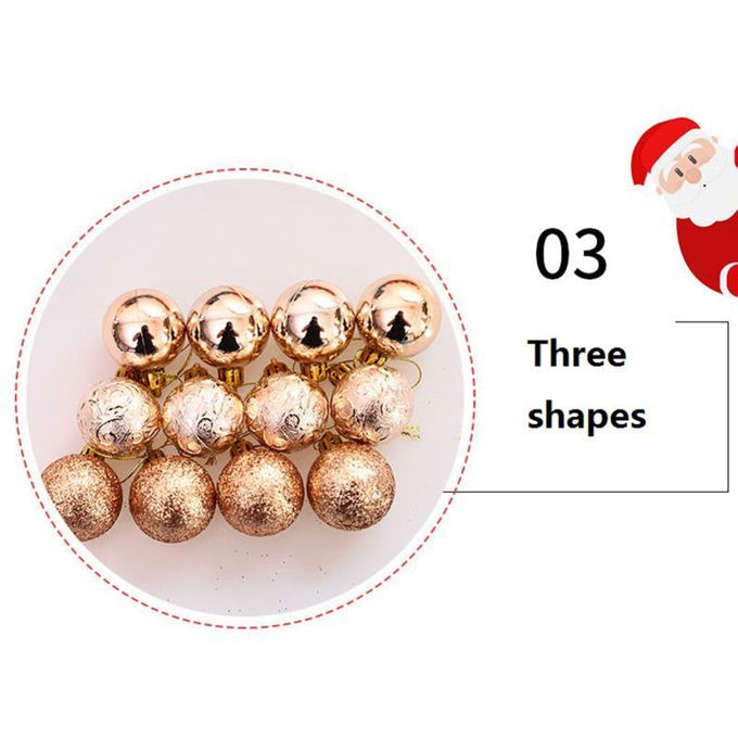 12Pcs/1 Box Plastic Xmas Ball Vibrant Color-Champaign Golden