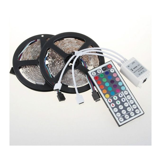 10M 3528 SMD 600LEDs RGB 2X 5M LED Light Strip+44 Key IR Remote Controller DC12V Non-Waterproof