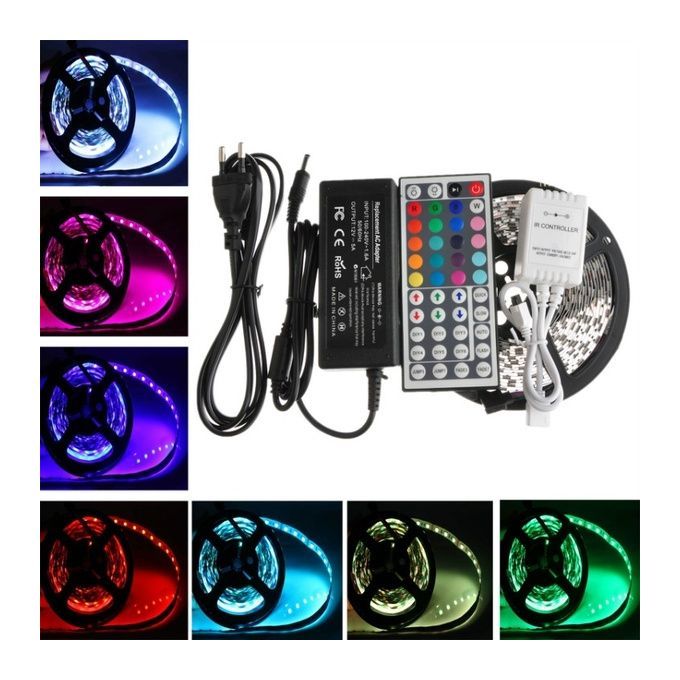 10M 3528 SMD 600LEDs RGB 2X 5M LED Light Strip+44 Key IR Remote Controller DC12V Non-Waterproof