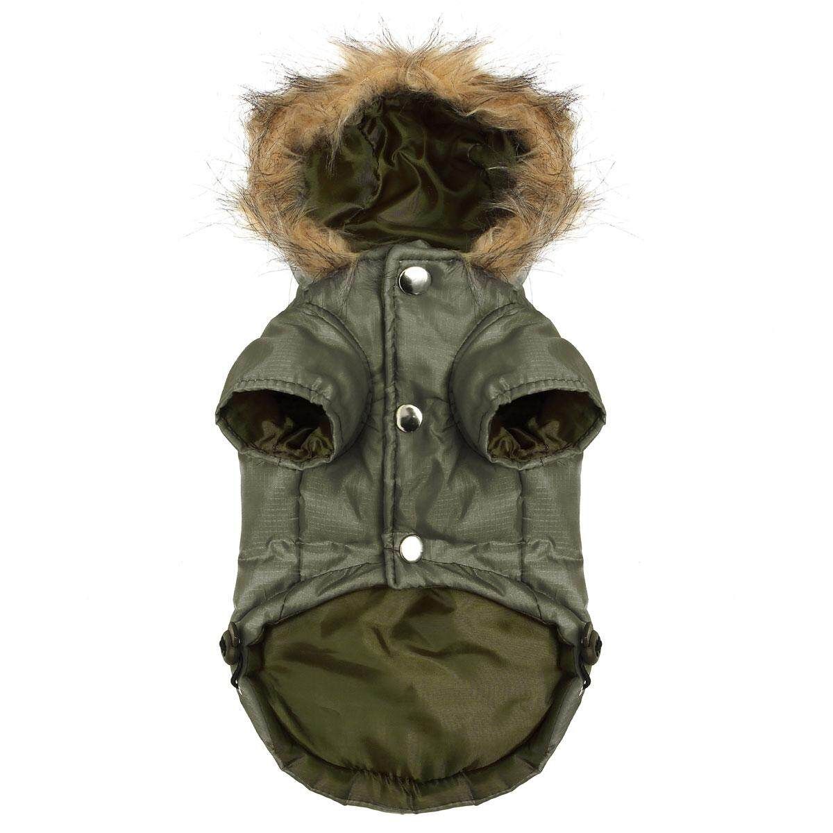 Dog Pet Warm Cotton Jacket Coat Hoodie Puppy Winter Clothes Pet Costume New Army Green