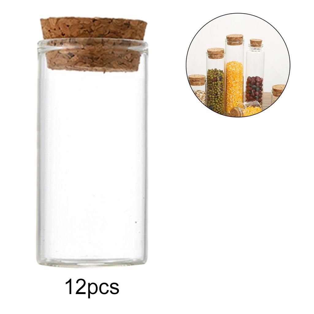12x Empty Clear Glass Bottles With Cork Stopper - 25ml