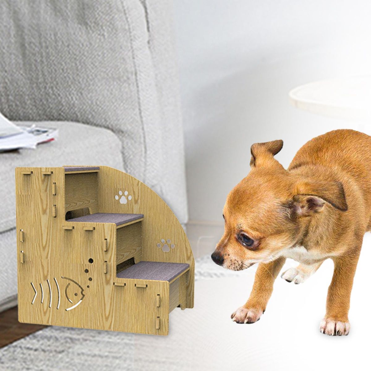Dog Stairs Steps Pet Ladder Kitten Play For Tall Bed For SUV Wooden
