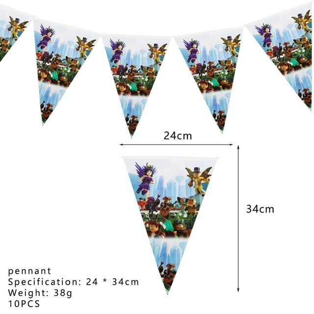 Robloxed Game Theme Party Decorations Disposable Tableware Paper Cups Plates Napkins Balloons ​for Kids Birthday Party Supplies 10pcs Flag
