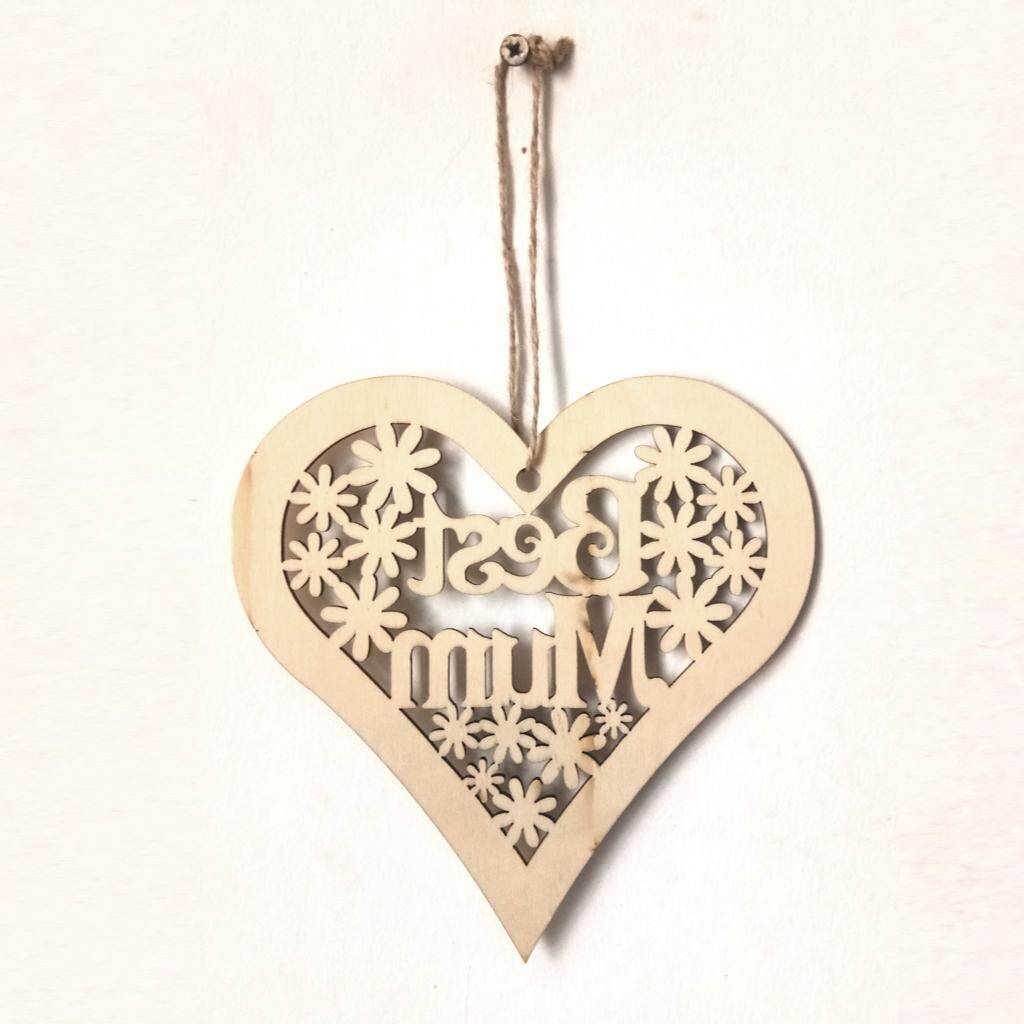 Hot Sellers Wooden Mum Heart Plaque Craft Plaque Hanging Ornament Mum Flowers Craft Mothers Day Birthday Gifts Embellishments JM01289
