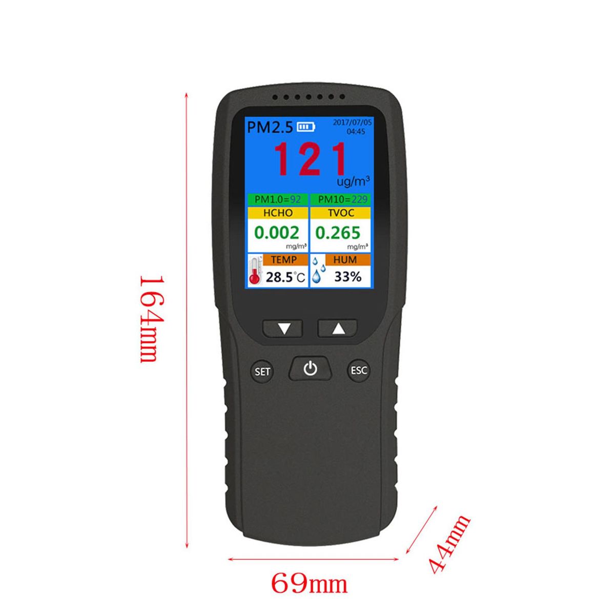 Air Quality Monitor for PM2.5 PM1.0 PM10 Formaldehyde TVOC Temperature Humidity LCD Screen Real Time Display