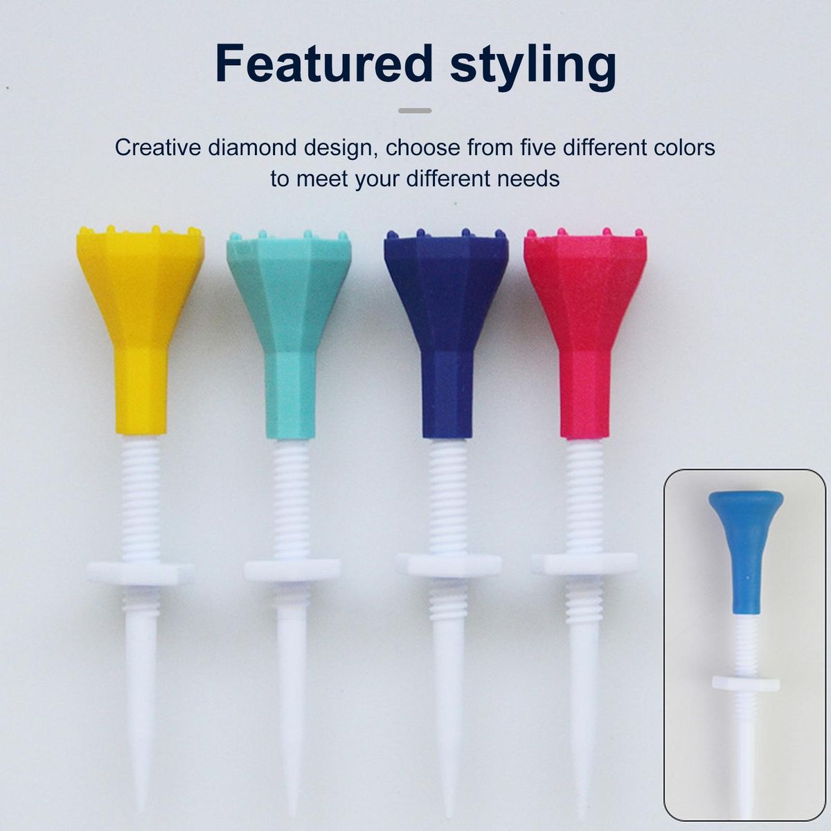 Golf Accessories Adjustable Compact Golf Tees 5pcs Lightweight Yellow