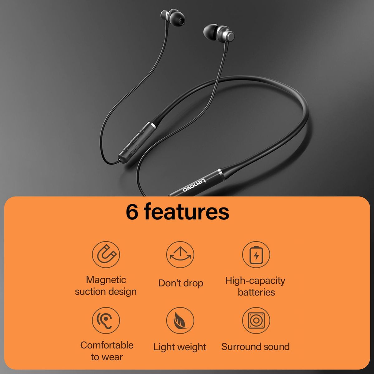 Lenovo xe05 Earbuds BT 5.0 Headphones Magnetic Neckband Earphone for Phone Call Music Sports