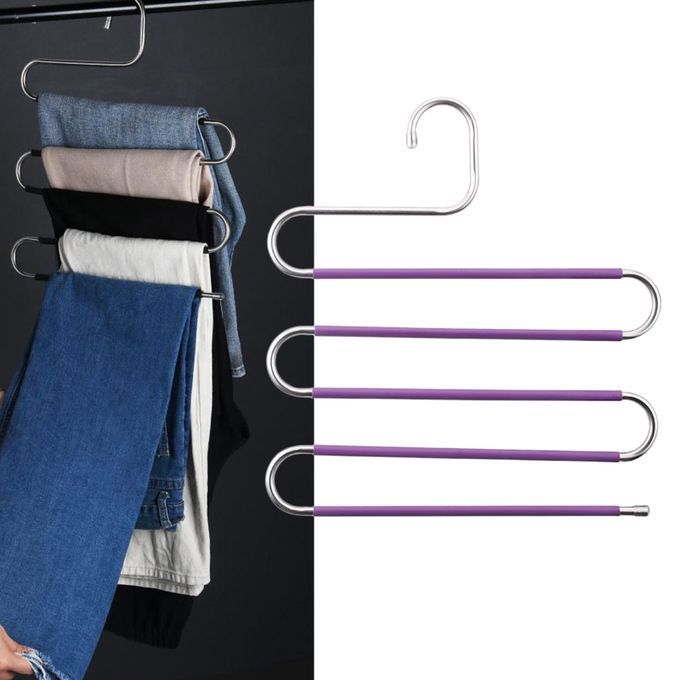 Pants Clothes Storage Rack Pants Tie Storage Shelf Closet Purple