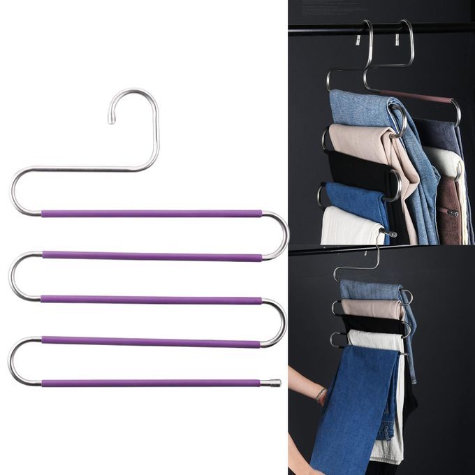 Pants Clothes Storage Rack Pants Tie Storage Shelf Closet Purple