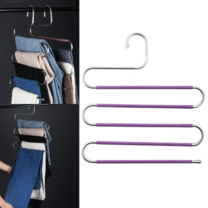 Pants Clothes Storage Rack Pants Tie Storage Shelf Closet Purple