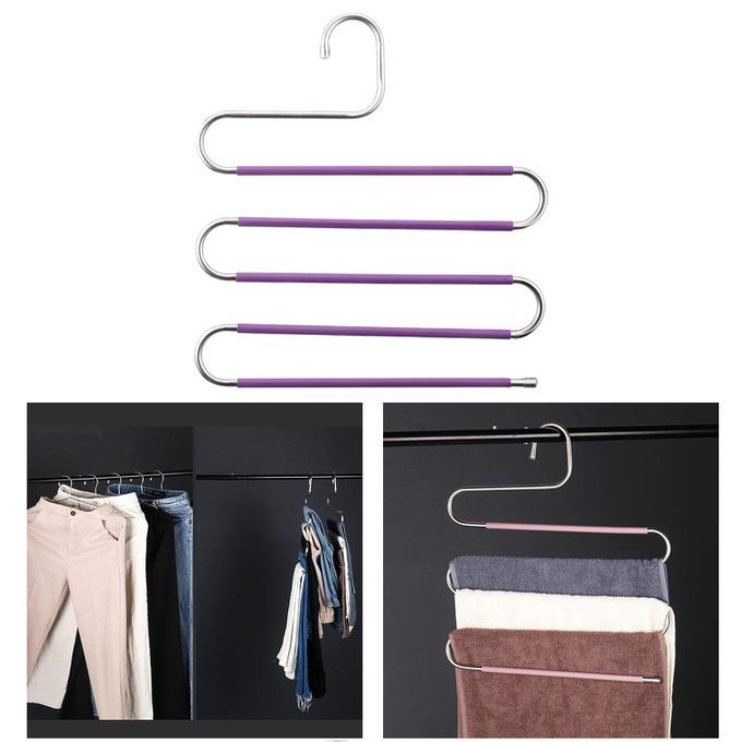 Pants Clothes Storage Rack Pants Tie Storage Shelf Closet Purple