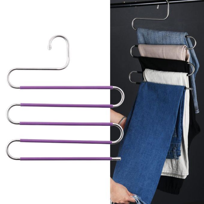 Pants Clothes Storage Rack Pants Tie Storage Shelf Closet Purple