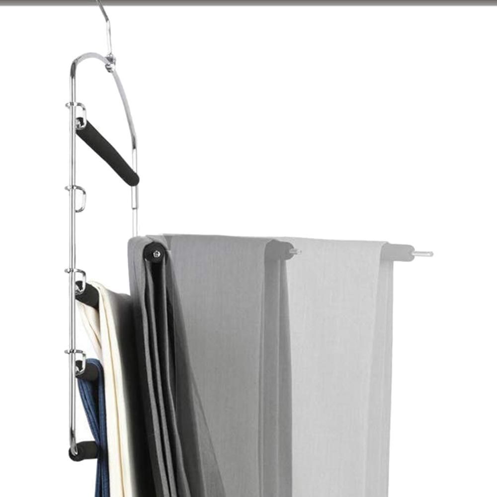 Pants Hangers 5 Layers Metal Slack Hangers Non- Foam Padded Swing Arm Space Saving Hanger Clothes Closet Storage Organizer for Pants and Clothes