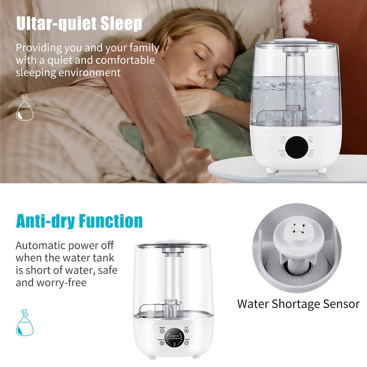 Irishom 4L Humidifiers For Bedroom Ultrasonic Air