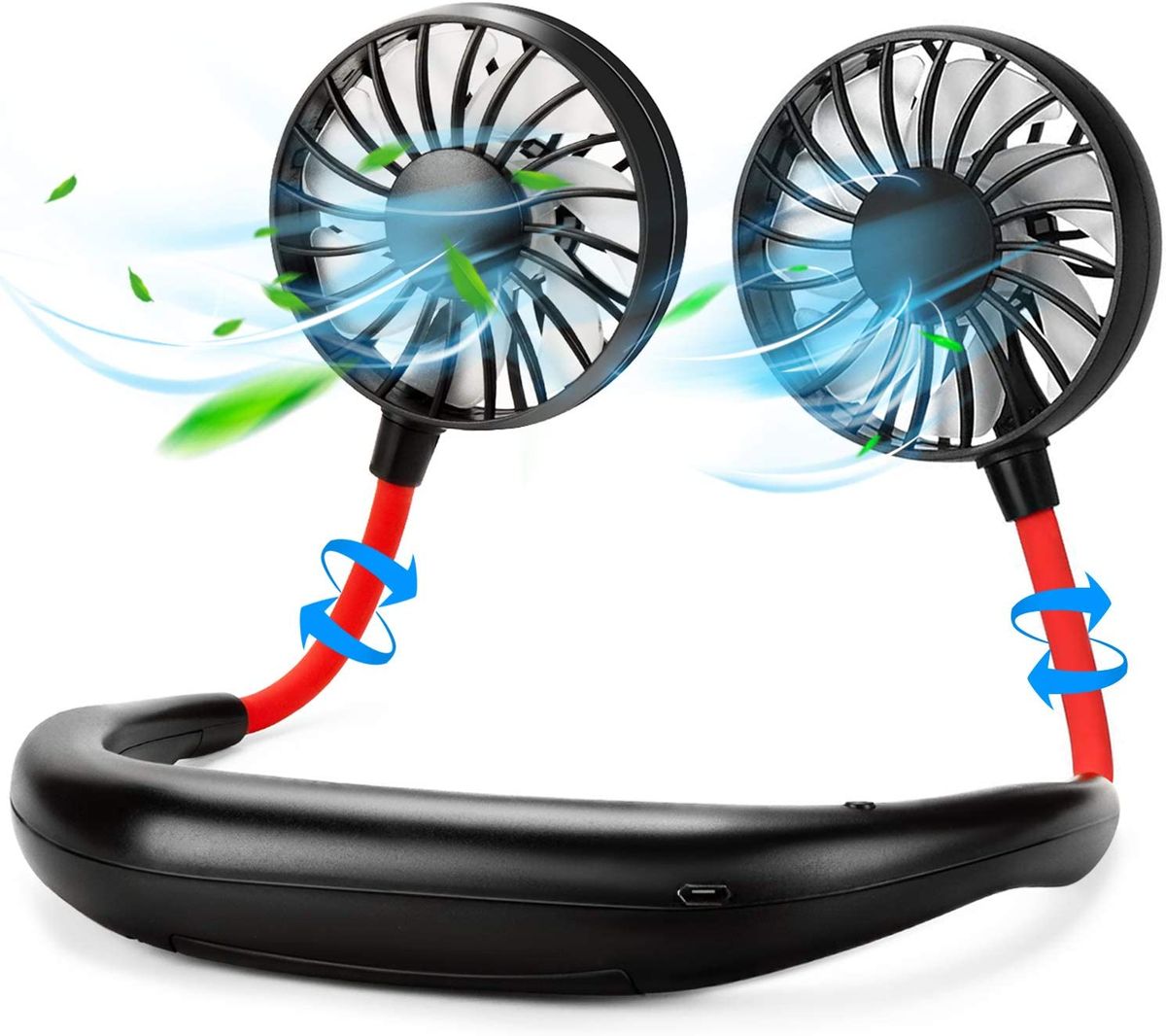 Portable USB Personal Hand Free Mini Lazy Person Neck Fan-Black