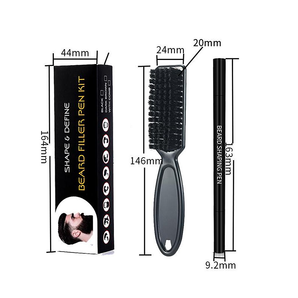 2 In 1 Sweatproof Natural Beard Filler Pen Long-lasting Pencil Black