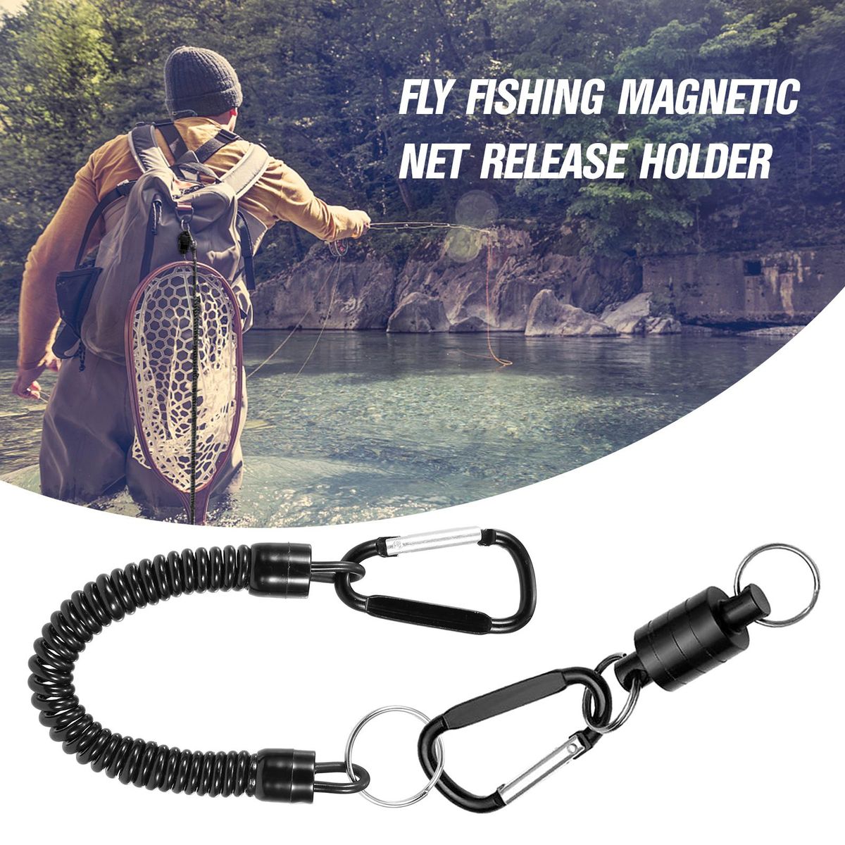 3pcs Fly Fishing Magnetic Net Release Holder Fishing Lanyard Magnetic Keeper Magnet Clip Landing Net Connector