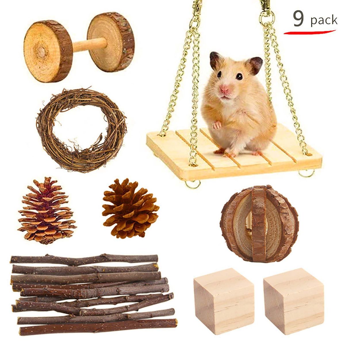 Hamster Toys Hamster Chew Toys Sets 9pcs Small Animal