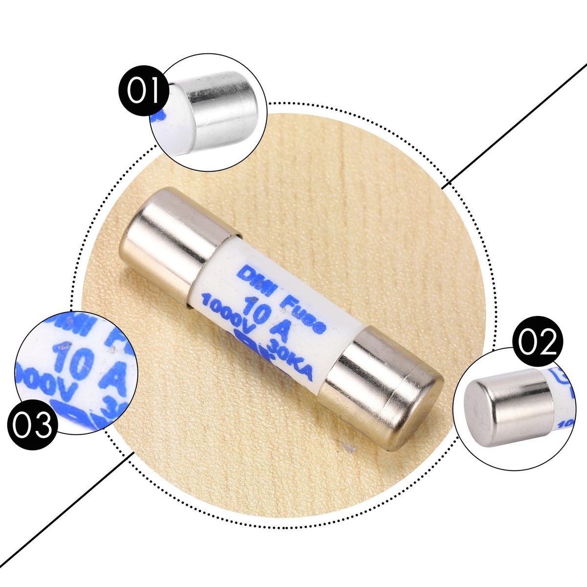 Multimeter 10 x 38mm 1000V 10A Cylinder Ceramic Fuse