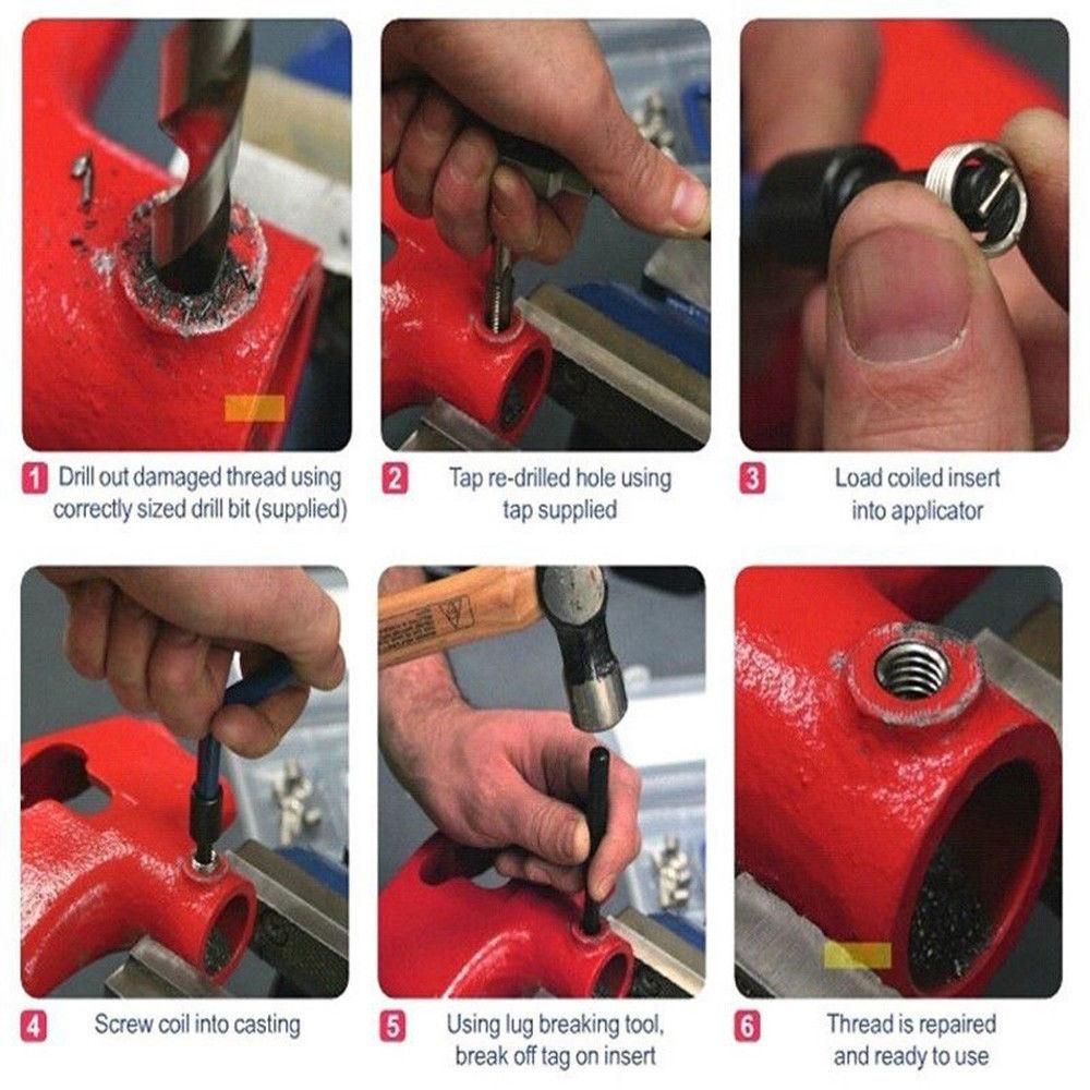 15Pcs Metric Thread Repair Insert Kit M5 M6 M8 M10 M12 M14 Helicoil Car Pro Coil Tool M14 * 1.5
