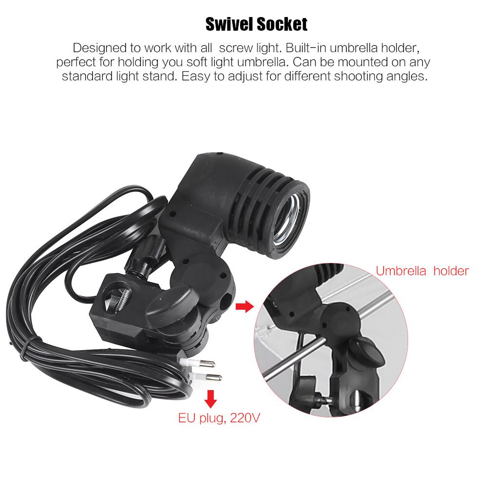 E27 Bulb Holder Socket Flash Swivel Bracket Photo Light